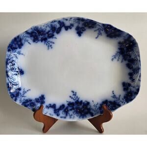 Johnson Bros England Flow Blue Peach Royal Semi Porcelain Platter 11x14